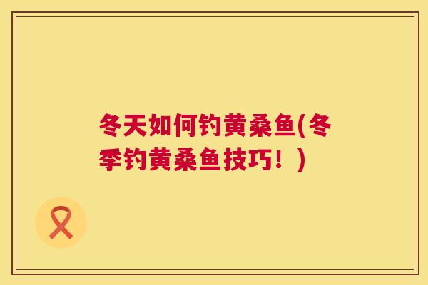 冬天如何钓黄桑鱼(冬季钓黄桑鱼技巧！)