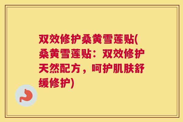 双效修护桑黄雪莲贴(桑黄雪莲贴：双效修护天然配方，呵护舒缓修护)