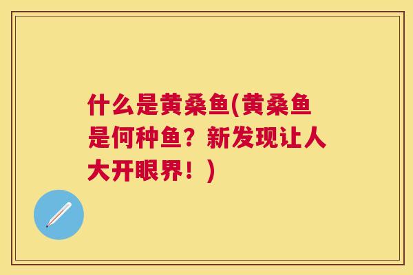 什么是黄桑鱼(黄桑鱼是何种鱼？新发现让人大开眼界！)