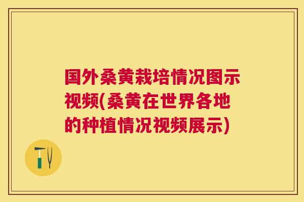 国外桑黄栽培情况图示视频(桑黄在世界各地的种植情况视频展示)