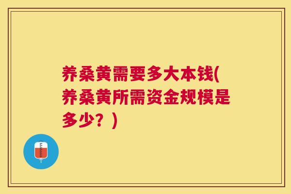 养桑黄需要多大本钱(养桑黄所需资金规模是多少？)
