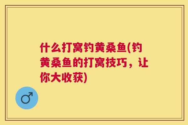 什么打窝钓黄桑鱼(钓黄桑鱼的打窝技巧，让你大收获)