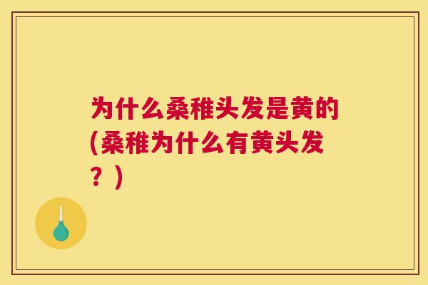 为什么桑稚头发是黄的(桑稚为什么有黄头发？)