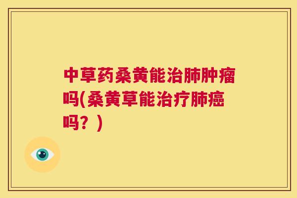中草药桑黄能吗(桑黄草能吗？)