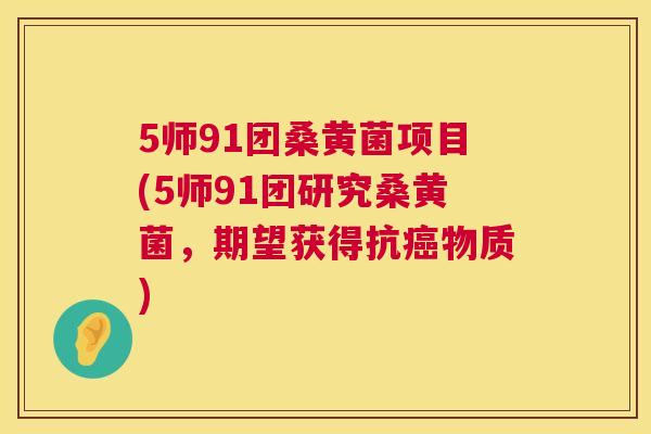 5师91团桑黄菌项目(5师91团研究桑黄菌，期望获得抗物质)
