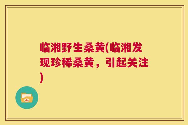 临湘野生桑黄(临湘发现珍稀桑黄，引起关注)