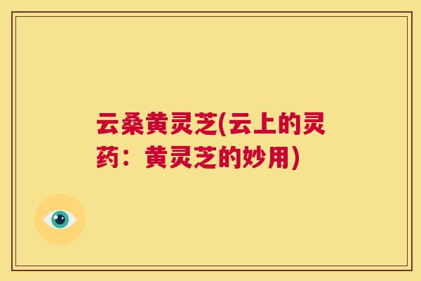 云桑黄灵芝(云上的灵药：黄灵芝的妙用)