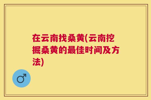 在云南找桑黄(云南挖掘桑黄的佳时间及方法)