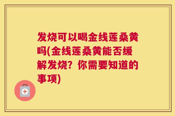 发烧可以喝金线莲桑黄吗(金线莲桑黄能否缓解发烧？你需要知道的事项)