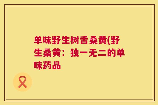 单味野生树舌桑黄(野生桑黄：独一无二的单味药品