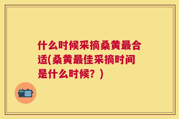 什么时候采摘桑黄合适(桑黄佳采摘时间是什么时候？)