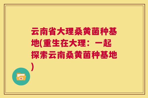 云南省大理桑黄菌种基地(重生在大理：一起探索云南桑黄菌种基地)