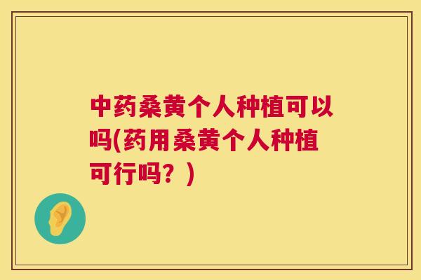 桑黄个人种植可以吗(药用桑黄个人种植可行吗？)