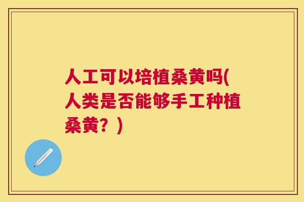 人工可以培植桑黄吗(人类是否能够手工种植桑黄？)