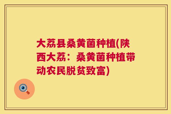 大荔县桑黄菌种植(陕西大荔：桑黄菌种植带动农民脱贫致富)