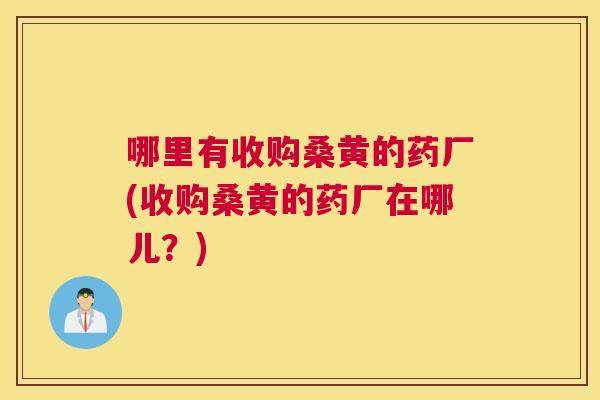 哪里有收购桑黄的药厂(收购桑黄的药厂在哪儿？)