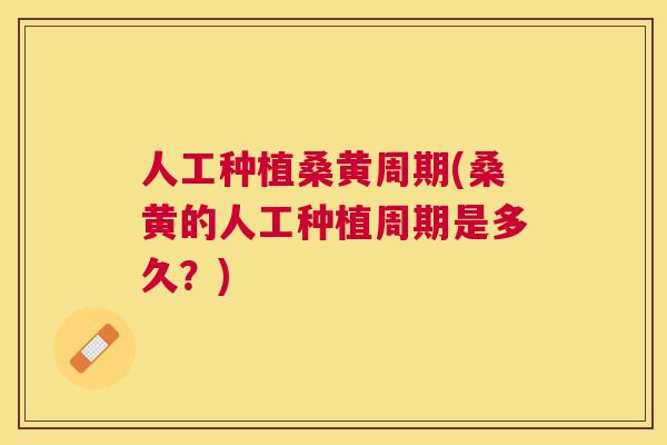 人工种植桑黄周期(桑黄的人工种植周期是多久？)