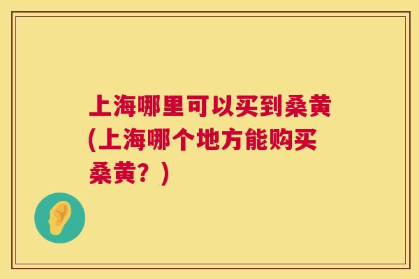 上海哪里可以买到桑黄(上海哪个地方能购买桑黄？)