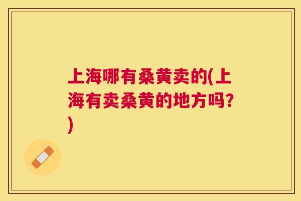 上海哪有桑黄卖的(上海有卖桑黄的地方吗？)