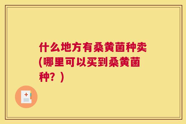 什么地方有桑黄菌种卖(哪里可以买到桑黄菌种？)