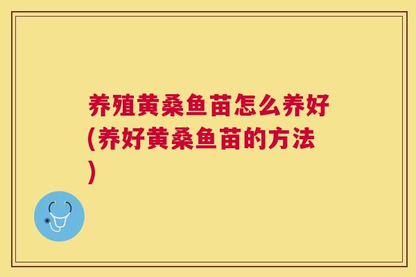 养殖黄桑鱼苗怎么养好(养好黄桑鱼苗的方法)