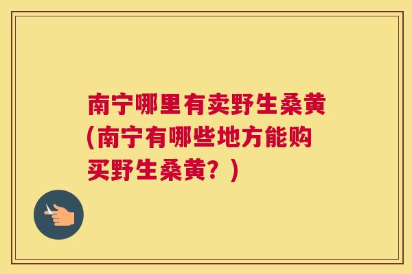 南宁哪里有卖野生桑黄(南宁有哪些地方能购买野生桑黄？)