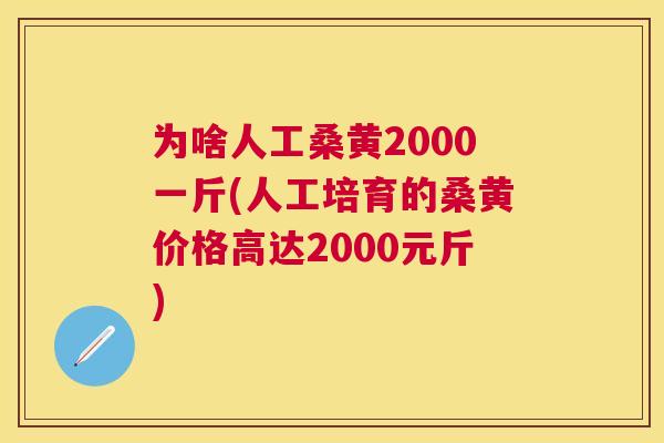 为啥人工桑黄2000一斤(人工培育的桑黄价格高达2000元斤)