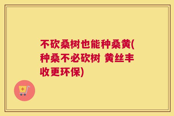 不砍桑树也能种桑黄(种桑不必砍树 黄丝丰收更环保)