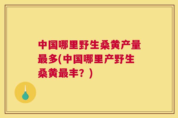中国哪里野生桑黄产量多(中国哪里产野生桑黄丰？)