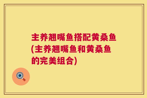 主养翘嘴鱼搭配黄桑鱼(主养翘嘴鱼和黄桑鱼的完美组合)