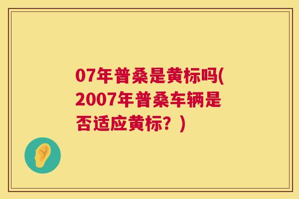 07年普桑是黄标吗(2007年普桑车辆是否适应黄标？)