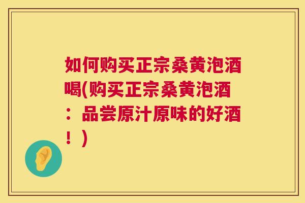 如何购买正宗桑黄泡酒喝(购买正宗桑黄泡酒：品尝原汁原味的好酒！)