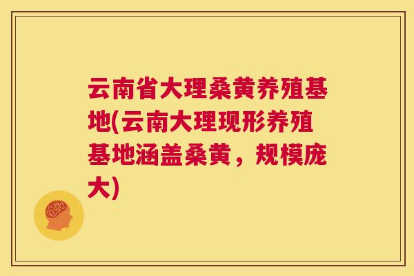 云南省大理桑黄养殖基地(云南大理现形养殖基地涵盖桑黄，规模庞大)