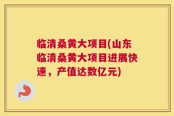 临清桑黄大项目(山东临清桑黄大项目进展快速，产值达数亿元)