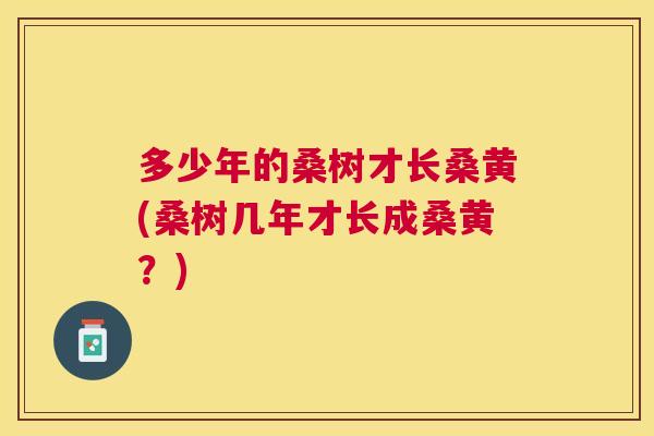 多少年的桑树才长桑黄(桑树几年才长成桑黄？)