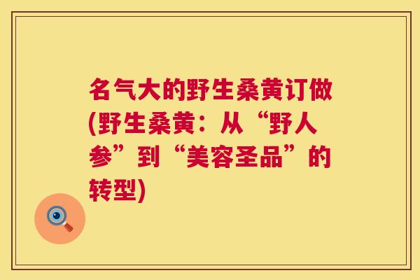 名气大的野生桑黄订做(野生桑黄：从“野人参”到“美容圣品”的转型)