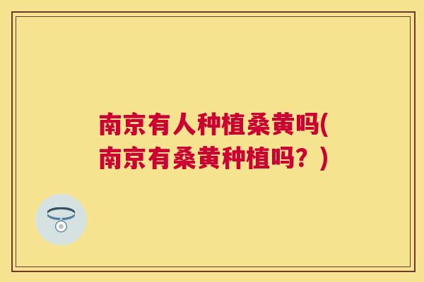南京有人种植桑黄吗(南京有桑黄种植吗？)