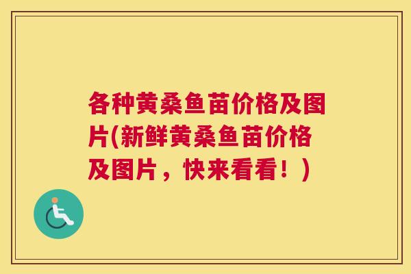 各种黄桑鱼苗价格及图片(新鲜黄桑鱼苗价格及图片，快来看看！)