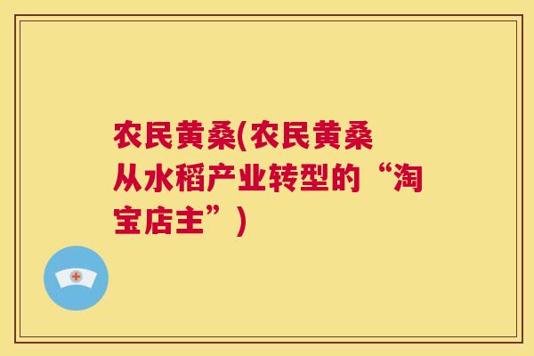 农民黄桑(农民黄桑 从水稻产业转型的“淘宝店主”) 农民黄桑(农民黄桑 从水稻产业转型的“淘宝店主”)