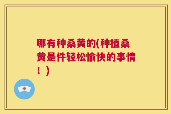 哪有种桑黄的(种植桑黄是件轻松愉快的事情!) 哪有种桑黄的(种植桑黄是件轻松愉快的事情!)