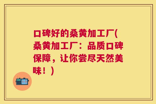 口碑好的桑黄加工厂(桑黄加工厂:品质口碑保障,让你尝尽天然美味!) 口碑好的桑黄加工厂(桑黄加工厂:品质口碑保障,让你尝尽天然美味!)