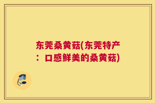 东莞桑黄菇(东莞特产:口感鲜美的桑黄菇) 东莞桑黄菇(东莞特产:口感鲜美的桑黄菇)