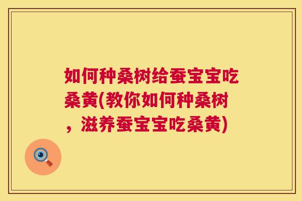 如何种桑树给蚕宝宝吃桑黄(教你如何种桑树,滋养蚕宝宝吃桑黄) 如何种桑树给蚕宝宝吃桑黄(教你如何种桑树,滋养蚕宝宝吃桑黄)