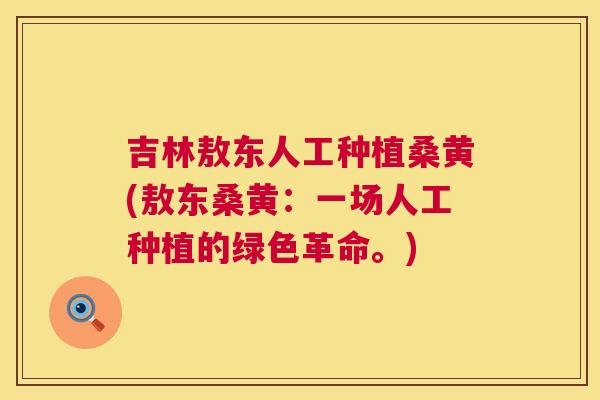 吉林敖东人工种植桑黄(敖东桑黄:一场人工种植的绿色革命。) 吉林敖东人工种植桑黄(敖东桑黄:一场人工种植的绿色革命。)