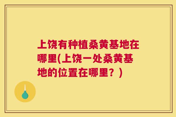 上饶有种植桑黄基地在哪里(上饶一处桑黄基地的位置在哪里?) 上饶有种植桑黄基地在哪里(上饶一处桑黄基地的位置在哪里?)