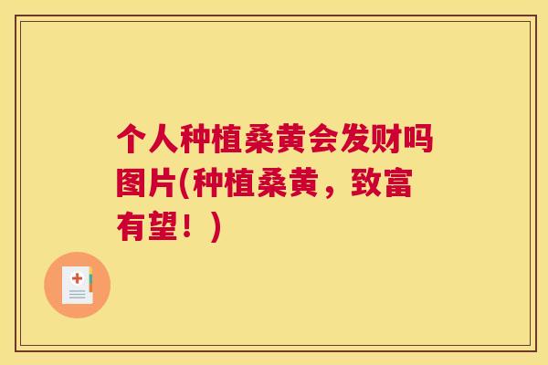 个人种植桑黄会发财吗图片(种植桑黄,致富有望!) 个人种植桑黄会发财吗图片(种植桑黄,致富有望!)