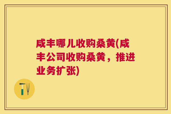 咸丰哪儿收购桑黄(咸丰公司收购桑黄,推进业务扩张) 咸丰哪儿收购桑黄(咸丰公司收购桑黄,推进业务扩张)