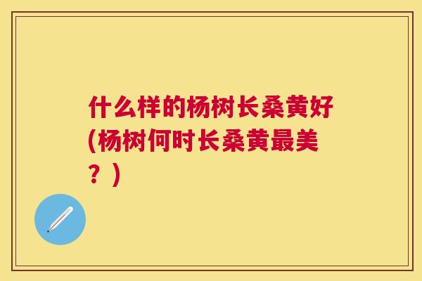 什么样的杨树长桑黄好(杨树何时长桑黄美?) 什么样的杨树长桑黄好(杨树何时长桑黄美?)