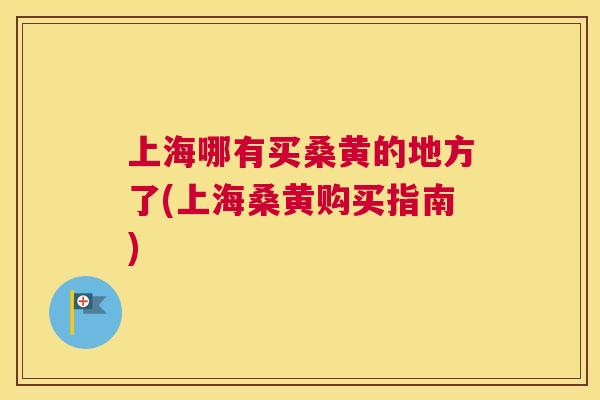 上海哪有买桑黄的地方了(上海桑黄购买指南)