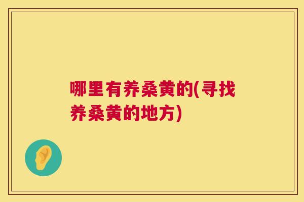 哪里有养桑黄的(寻找养桑黄的地方) 哪里有养桑黄的(寻找养桑黄的地方)